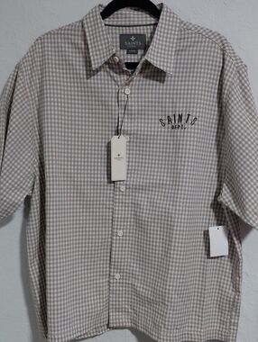 Saints Studio Men’s Beige Check Button-Up Shirt Size  L